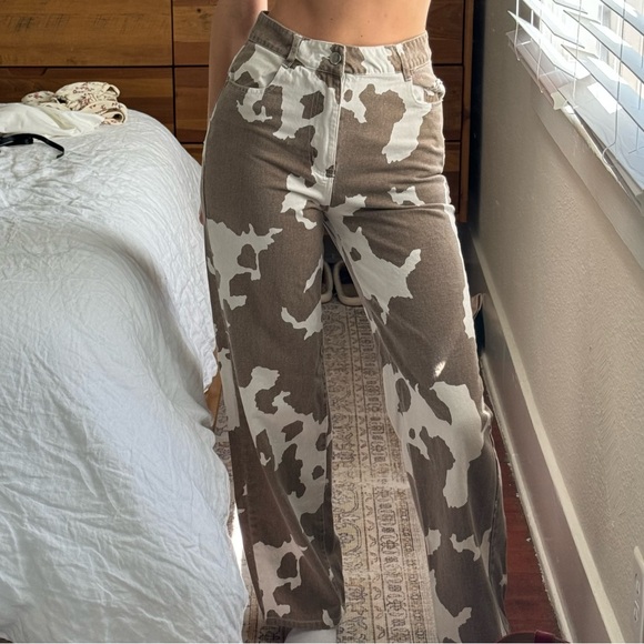 12th Tribe Midland Cow Print Jeans - Picture 3 of 4